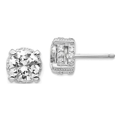 Sterling Silver 8mm Round CZ Stud Earrings