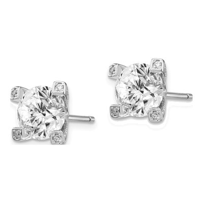 Sterling Silver 8mm Round CZ Stud Earrings – view 3
