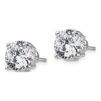 Sterling Silver 8mm Round CZ Stud Earrings – view 3