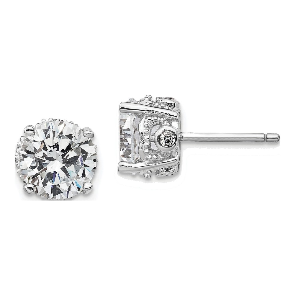 Sterling Silver 8mm Round CZ Stud Earrings