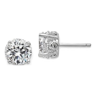 Sterling Silver 8mm Round CZ Stud Earrings