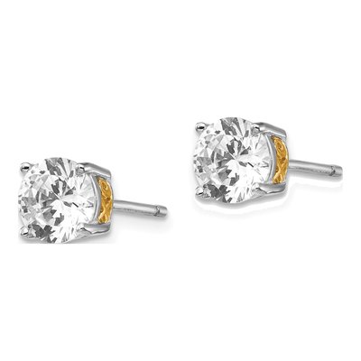 Sterling Silver 6.5mm Round CZ Stud Earrings – view 3