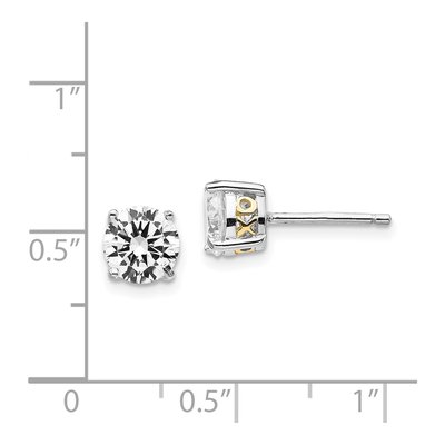 Sterling Silver 6.5mm Round CZ Stud Earrings – view 7