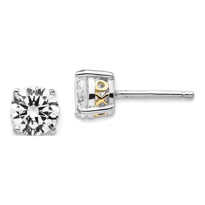 Sterling Silver 6.5mm Round CZ Stud Earrings