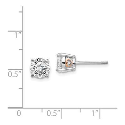 Sterling Silver 6.5mm Round CZ Heart Stud Earrings – view 7