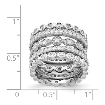 Sterling Silver CZ Eternity Ring Set of 5 – view 4