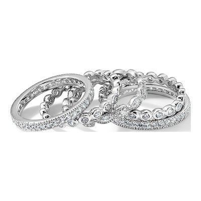 Sterling Silver CZ Eternity Ring Set of 5 – view 7