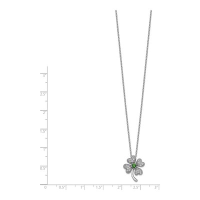Sterling Silver CZ Glass Clover Pendant Necklace – view 3