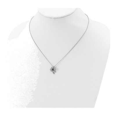 Sterling Silver CZ Glass Clover Pendant Necklace – view 4