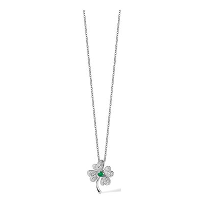 Sterling Silver CZ Glass Clover Pendant Necklace – view 5