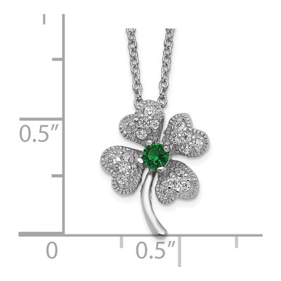 Sterling Silver CZ Four Leaf Clover Pendant Necklace – view 3