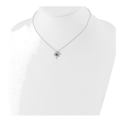 Sterling Silver CZ Four Leaf Clover Pendant Necklace – view 4