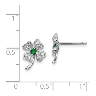 Sterling Silver CZ Glass Clover Stud Earrings – view 5