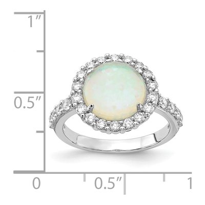 Sterling Silver Lab-Created Opal & CZ Halo Ring – view 5
