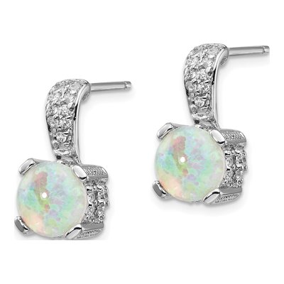 Sterling Silver Lab-Created Opal & CZ Dangle Earrings – view 3
