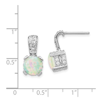 Sterling Silver Lab-Created Opal & CZ Dangle Earrings – view 5