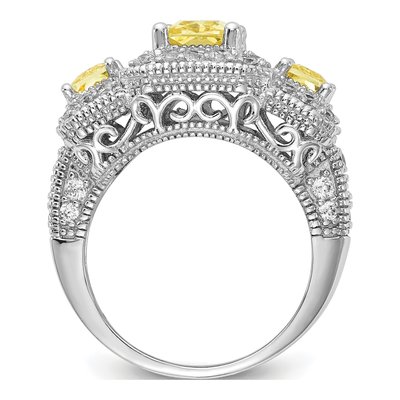 Sterling Silver CZ 3-Stone Ring – view 2