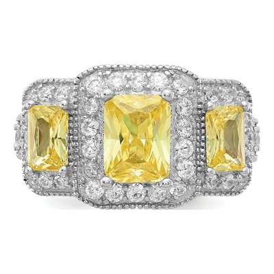 Sterling Silver CZ 3-Stone Ring – view 5