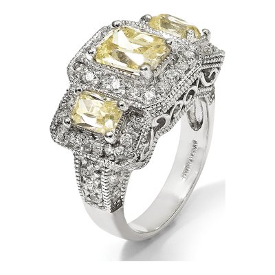 Sterling Silver CZ 3-Stone Ring – view 7