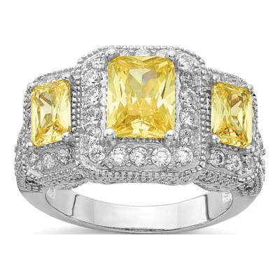 Sterling Silver CZ 3-Stone Ring
