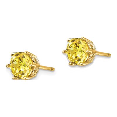 Gold-Plated Sterling Silver 6.5mm Round CZ Stud Earrings – view 3