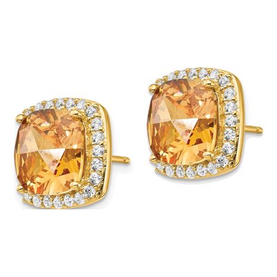 Gold-Plated Sterling Silver CZ Stud Earrings – view 3