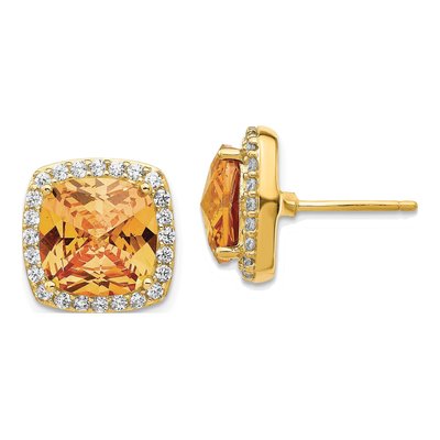Gold-Plated Sterling Silver CZ Stud Earrings