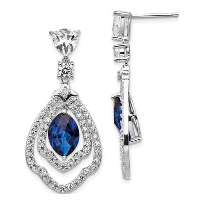 Sterling Silver CZ Dangle Earrings