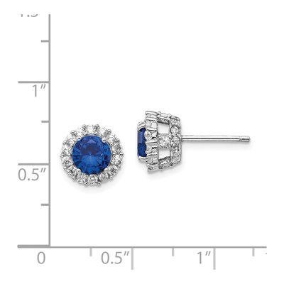 Sterling Silver CZ Halo Stud Earrings – view 5