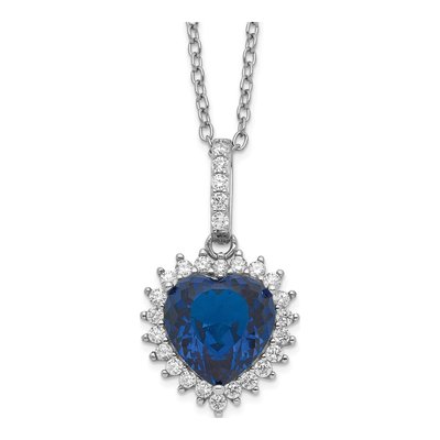 Sterling Silver CZ Heart Halo Necklace