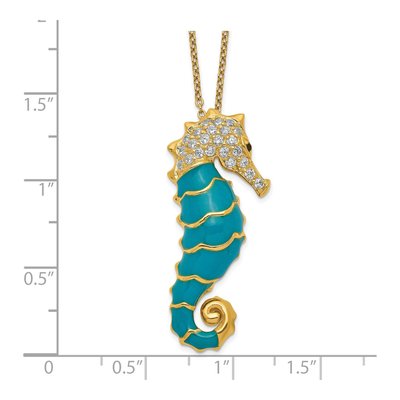 Gold-Plated Sterling Silver CZ Enamel Seahorse Pendant Necklace – view 3