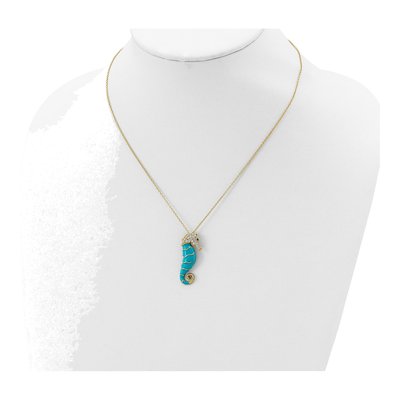 Gold-Plated Sterling Silver CZ Enamel Seahorse Pendant Necklace – view 4
