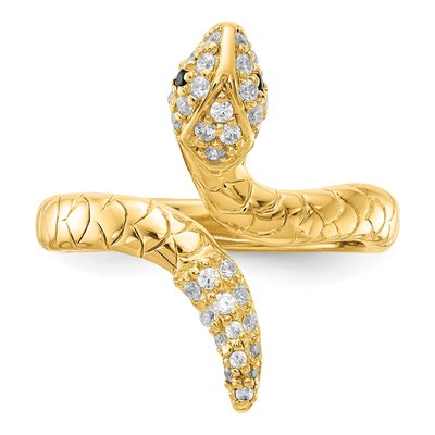 Gold-Plated Sterling Silver CZ Snake Ring – view 8