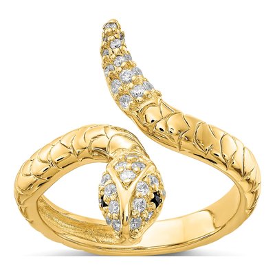 Gold-Plated Sterling Silver CZ Snake Ring