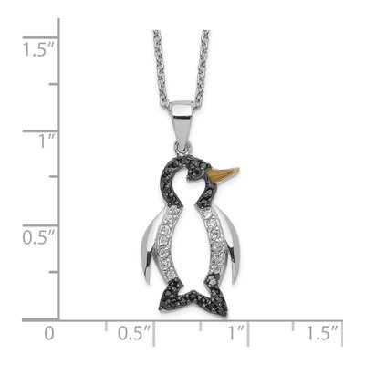 Sterling Silver CZ Enamel Penguin Pendant Necklace – view 3