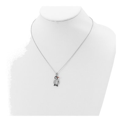 Sterling Silver CZ Enamel Penguin Pendant Necklace – view 4
