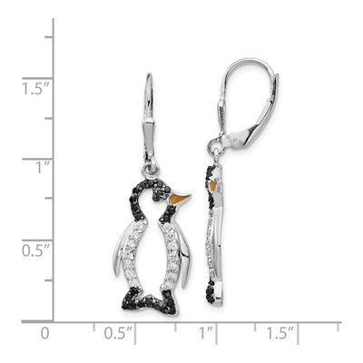Sterling Silver CZ Penguin Leverback Earrings – view 5