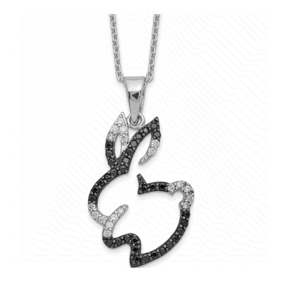 Sterling Silver CZ Bunny Pendant Necklace