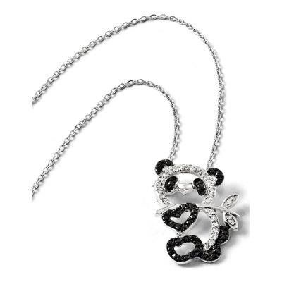 Sterling Silver CZ Panda Pendant Necklace – view 6