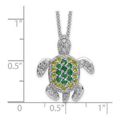 Sterling Silver CZ Glass Turtle Pendant Necklace – view 3