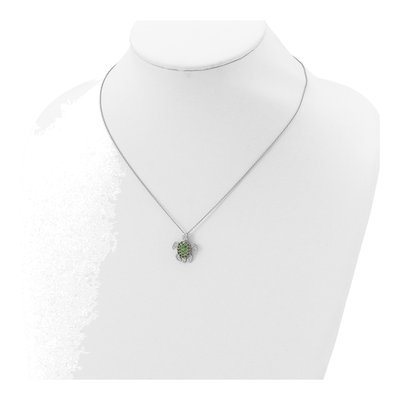 Sterling Silver CZ Glass Turtle Pendant Necklace – view 4