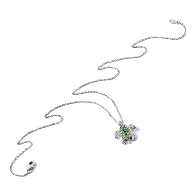 Sterling Silver CZ Glass Turtle Pendant Necklace – view 5