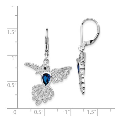 Sterling Silver CZ Hummingbird Leverback Earrings – view 5