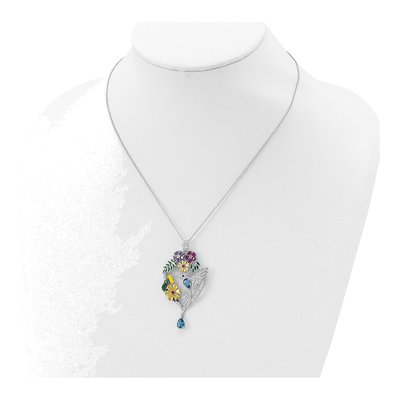 Sterling Silver CZ Enamel Hummingbird Pendant Necklace – view 5