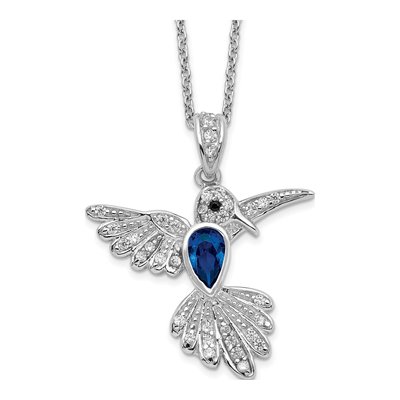 Sterling Silver CZ Hummingbird Pendant Necklace