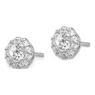 Sterling Silver 4mm Round CZ Halo Button Stud Earrings – view 3