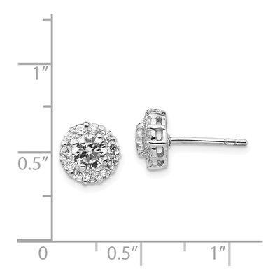 Sterling Silver 4mm Round CZ Halo Button Stud Earrings – view 5