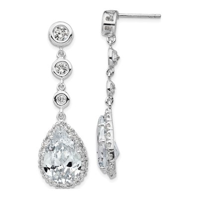 Sterling Silver CZ Dangle Earrings