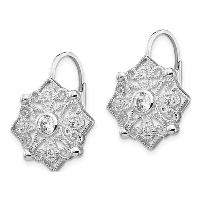 Sterling Silver CZ Leverback Earrings – view 3