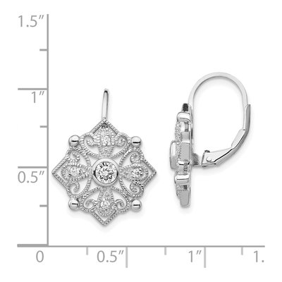 Sterling Silver CZ Leverback Earrings – view 5